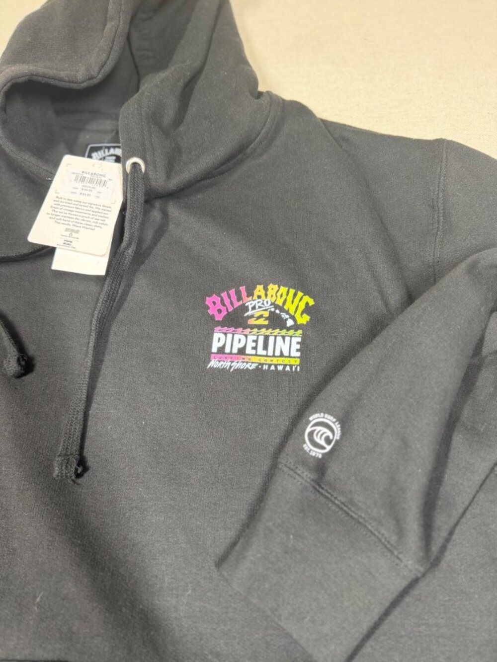 Billabong Pipeline Hawaii Hoodie Mens M Black Surf Graphic Pullover NWT - Picture 6 of 12